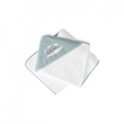 TANUKI - Sortie de bain COUNTRY SHEEPS 100x100 cm - 100% Coton - Avec capuche - Bleu