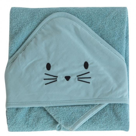 Domiva Coffret Sortie de bain + Gant - 75 x 75 cm - Eponge 100% Coton - Nile