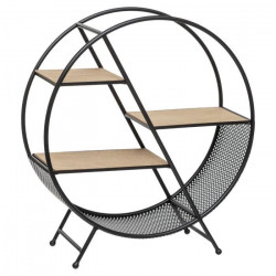 Etagere en métal ronde sur pied Timeo - 50 x 18 x H 55,5 cm - Noir