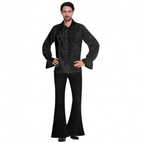 Costume adulte chemise satinée noire taille petite