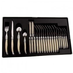 PRADEL EXCELLENCE Ménagere 24 pieces - Manche beige nacré - Pleine soie