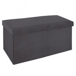Pouf pliable Tess en velours - Gris foncé - L 76 x P 38 x H 38 cm