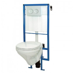 Pack WC suspendu LIVE-UP avec cuvette en porcelaine - Mécanisme 3/6L - Alimentation d'eau silencieuse