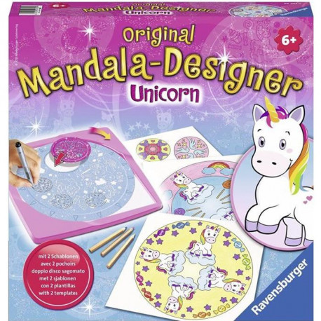 Mandala - format midi  Licorne - Ravensburger - Loisirs créatifs - Dessins enfants au pochoir - des 6 ans