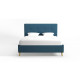 HYLKIO Lit adulte 160x200 cm avec tete de lit - Tissu Bleu marine