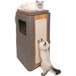 VESPER Arbre a chat en MDF - 42,5 x 87 x 42,5 cm - Gris pierre