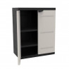 TITANIUM PLASTIKEN Armoire basse 2 portes avec étageres l70 x p44 x h88 cm Beige et Noire Gamme TITANIUM Intérieur/Extérieur