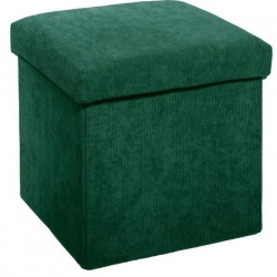 Pouf pliant velours Cotelé - Vert cedre