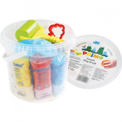 PRIMO 294ED10GF Kit de pâte a  jouer sans gluten souple en seau, 10 couleurs.