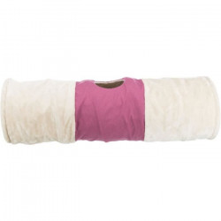 TRIXIE Tunnel de jeu en peluche - XXL - Ø 35 x 115 cm - Beige et fuchsia - Pour chat