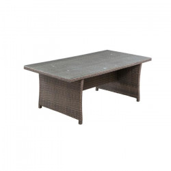 Table de jardin 8 personnes - 200 x 100 x H.75 cm - Acier & Résine tressée et Plateau en verre