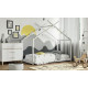 Lit cabane enfant ELIAH - 90 x 190 cm -  Bois pin massif  -  Blanc  - Sommier inclus