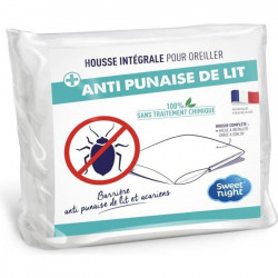 SWEET NIGHT Housse intégrale pour oreiller Anti punaise de lit Anti-acariens - 50 x 70 cm - Blanc