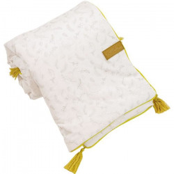 Domiva Couverture LEAFY BUNNY - 75 x 100 cm - Double face - Coton bio/Polyester recyclé - Beige