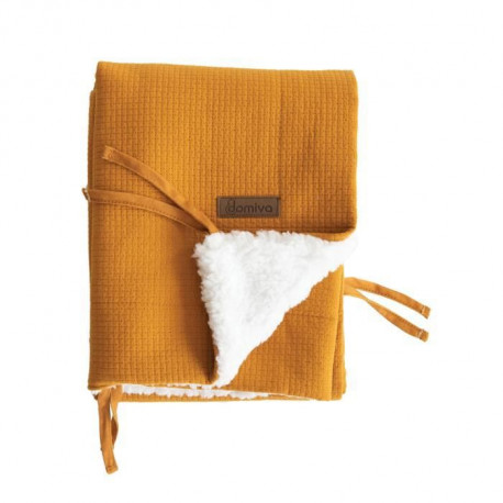 Domiva Couverture Fluffy - 75 x 100 cm - Idéale poussette - Coton/Polyester - Caramel