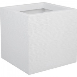 EDA PLASTIQUE Bac a fleurs carré Graphit Up - 21 L - 29,5 x 29,5 x 29,5 cm - Blanc cérusié