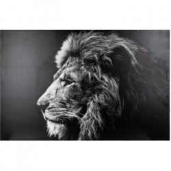 Toile imprimée Lion - 78 x 118 cm - Noir et blanc