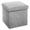 Pouf pliable Côtelé en velours - Gris - L 38 x P 38 x H 38 cm