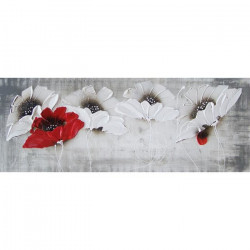 ARTESANIA FLOWERS Tableau déco toile peinte 30x90 cm rouge et blanc