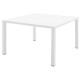 Ensemble repas de jardin encastrable 8 personnes- table 125 x 125 cm - plateau en aluminium + 4 fauteuils + 4  tabourets - Bl…