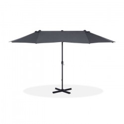 Parasol droit 2 tetes 4,6 x 2,75 m - Mât et baleines aluminium - polyester 180gr - Gris