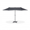 Parasol droit 2 tetes 4,6 x 2,75 m - Mât et baleines aluminium - polyester 180gr - Gris