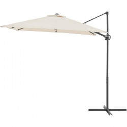 Parasol déporté carré 2,45 x 2,45m - Mat en aluminium avec toile polyester 180g - Beige