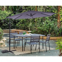 Parasol déporté diametre 3m - structure en aluminium avec toile polyester 180g- Gris -  Tohota