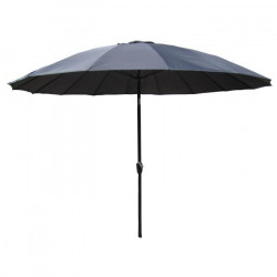 Parasol droit type Shanghai diametre 3m inclinable - Mat aluminium et toile polyester 180g - Gris - AURINKO