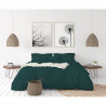 LOVELY HOME Parure de couette en 100% lin 220x300 cm + 1 drap housse 140 x 190 cm + 2 taies 65x65cm - Coloris Vert foret