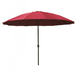 Parasol droit type Shanghai diametre 3m inclinable - Mat aluminium et toile polyester 180g - Rouge - AURINKO