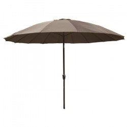 Parasol droit type Shanghai diametre 3m inclinable - Mat aluminium et toile polyester 180g - Taupe - AURINKO