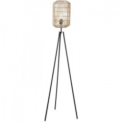 BORNEO Lampadaire - Métal et abat-jour rotin - H155cm - Beige naturel et noir