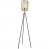 BORNEO Lampadaire - Métal et abat-jour rotin - H155cm - Beige naturel et noir