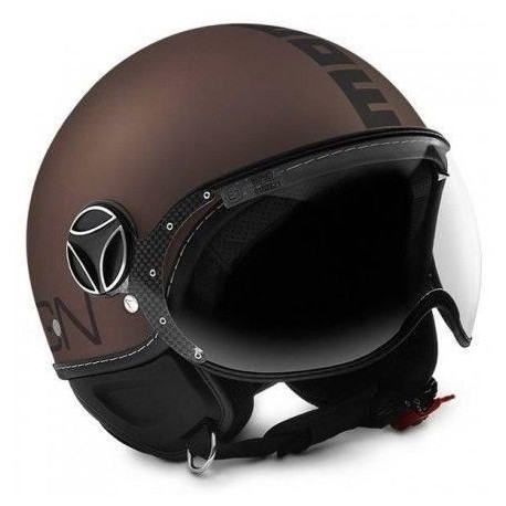 MOMO DESIGN Casque Jet FGTR Evo Marron Mat Logo Noir