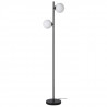 RETRO Lampadaire - Abat-jour 2 boules en verre - H 160 cm - Noir
