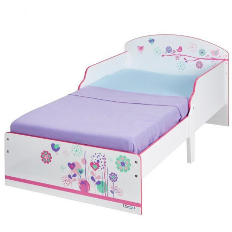 Fleurs et Oiseaux - Lit pour enfants pour matelas 140cm x 70cm