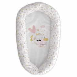 TANUKI - Coussin couffin SWEET UNICORN 48x90 cm - Airballon - Réversible et déhoussable - 100% Coton - Rose