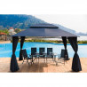 Tonnelle de jardin 3x4xH.2,85m- Structure Acier & Aluminium & toile Polyester 180gm2- moustiquaires & rideaux polyester 160gm…