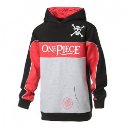 ONE PIECE Sweat-Shirt Gris Chiné/Noir/Rouge Enfant