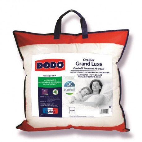 DODO Oreiller Grand luxe Quallofil Allerban - 60 x 60 cm - Blanc