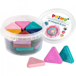 PRIMO 079TRI30PAST Triangles a la cire pour frottage, extremement durables, super résistants, en pot a 30 pieces, 10 couleurs…