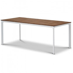 Table de jardin - Table 200 cm - Aluminium blanc et Plateau Eucalyptus FSC - Atelier BOCARNEA