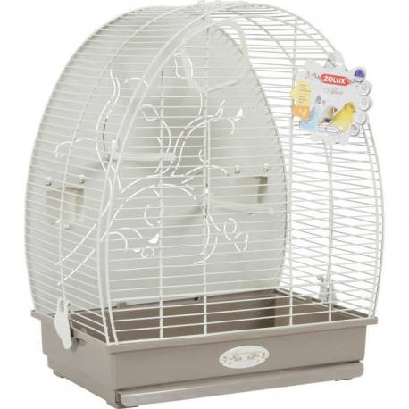 ZOLUX Cage Alice pour oiseaux avec fond métal - L 41 x P 30 x H 49,5 cm - Gris taupe