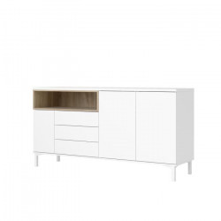 Enfilade - Blanc mat et décor chene - Style contemporain - 3 portes - VIBORG - L 175,7 x P 48,3 x H 89,8 cm