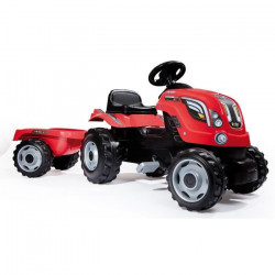 SMOBY Tracteur a pédales Farmer XL Rouge + Remorque