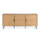 Buffet long RUSSELL - Rotin - Papier décor et rotin - Pieds métal noir - 3 portes - L 180 x P 40 x H 80 cm