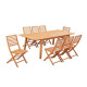 Table de jardin extensible 8 a 10 personnes - 180-240 x 100 x H.75 cm - Acacia FSC - Extension papillon