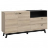 Buffet - Décor chene Comano - 2 portes + 2 tiroirs - CAREA - L 159,5  x P 41,6x H 82,4 cm