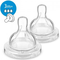 Avent Tétines Silicone Débit Moyen 3 Trous boite de 2